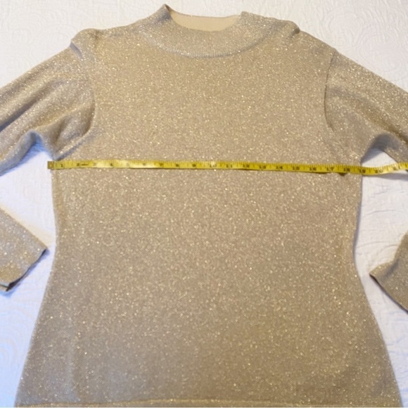 Marisa Christina Gold Metallic Mock Turtleneck Sweater -Large - Picture 6 of 8